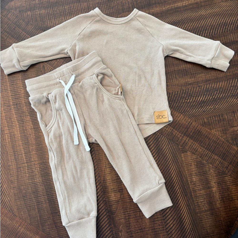 SBC Tan Ribbed Toddler Set